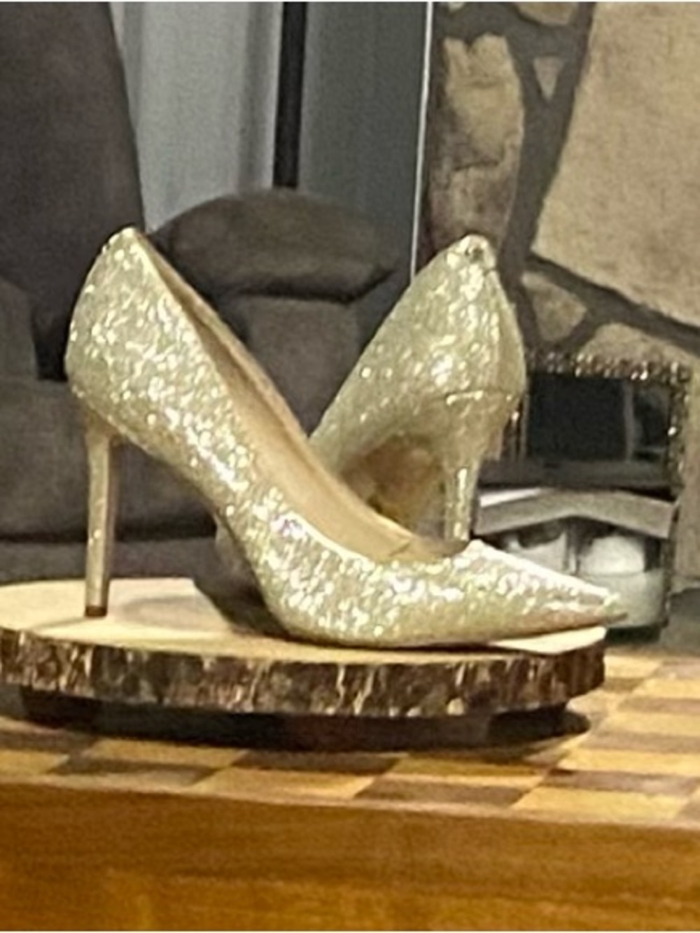 Sam Edelman Gold Glitter Pointed-Toe Stiletto Pumps